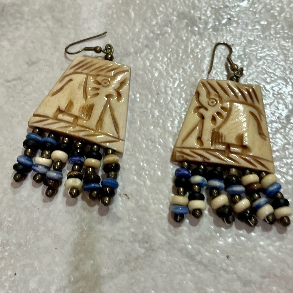 Vintage Beaded Elephant Earrings